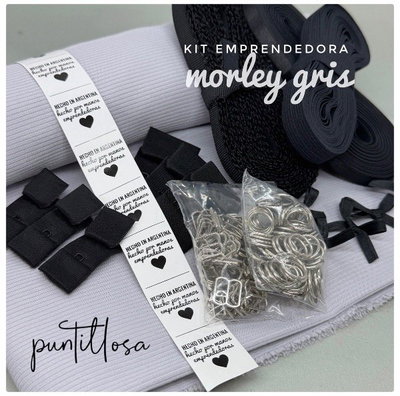 KIT EMPRENDEDORA MORLEY GRIS - Insumos de lenceria para tus Primeros Conjuntos