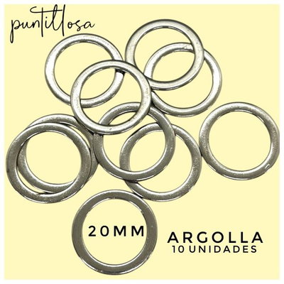 ARGOLLA 20MM ZAMAC NIQUEL PARA MALLA - 10 UNIDADES