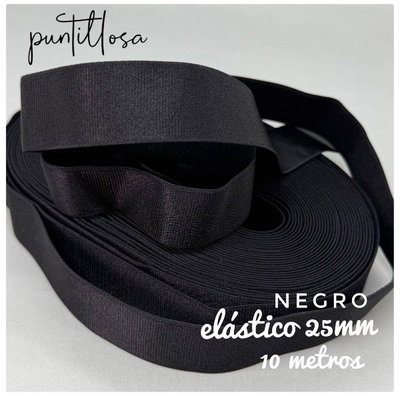 Elástico 25mm NEGRO RASADO