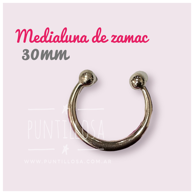 MEDIALUNA 30MM ZAMAC NIQUEL PARA MALLA - 1 UNIDAD