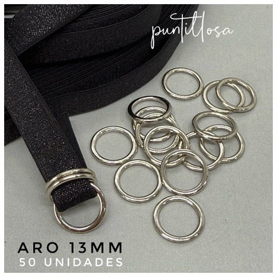 ARO 13MM ZAMAC NIQUEL PARA BRETEL DE CORPIÑO - 50 UNIDADES