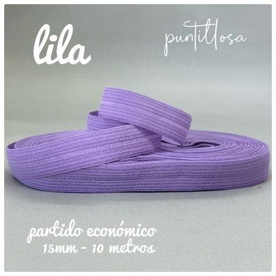 ELASTICO PARTIDO 15MM ECONOMICO LILA para lenceria - 10 METROS