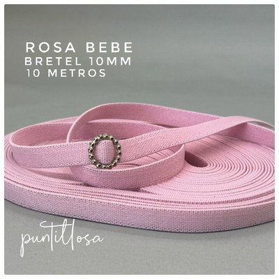 BRETEL 10MM RASADO ROSA BEBE para lenceria - 10 METROS