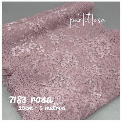 7183- PUNTILLA ELASTIZADA 22CM ROSA para lenceria - 5 METROS