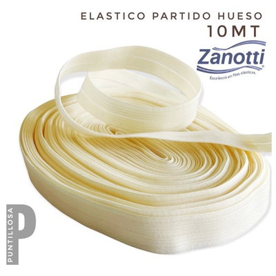 ELASTICO PARTIDO 15MM ZANOTTI PAMPA HUESO para lenceria - 10 METROS