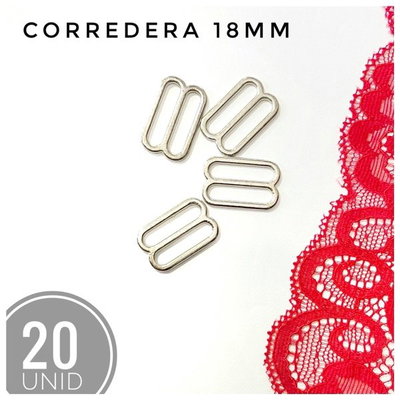 CORREDERA 18MM ZAMAC NIQUEL PARA BRETEL DE CORPIÑO - 20 UNIDADES