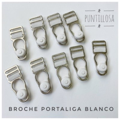 Broche Portaliga zamac Blanco x 10 unidades