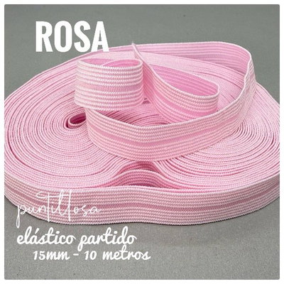 ELASTICO PARTIDO 15MM NACIONAL ROSA para lenceria - 10 METROS