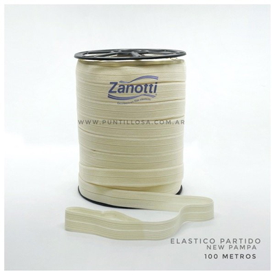 ELASTICO PARTIDO 15MM ZANOTTI PAMPA HUESO para lenceria - ROLLO 100 METROS