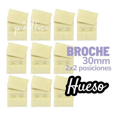 Broche de tela Pack 10 pares - HUESO