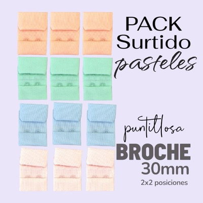 Pack PASTELES Surtido de broches 30mm - 12 pares