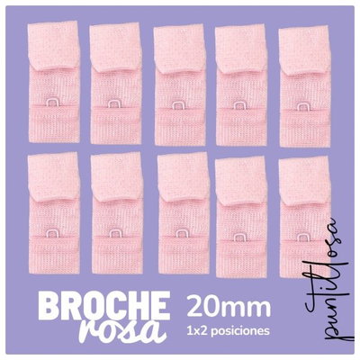 Broche de tela 1x2 posiciones ROSA - 10 pares