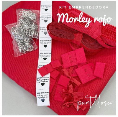 KIT EMPRENDEDORA MORLEY ROJO - Insumos de lenceria para tus Primeros Conjuntos
