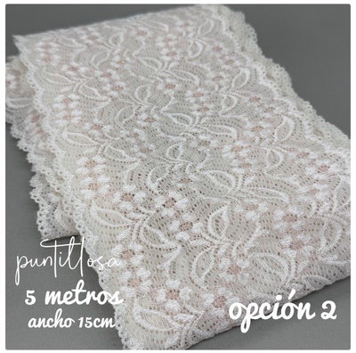 Puntilla elastizada 15cm ancho - 5 metros