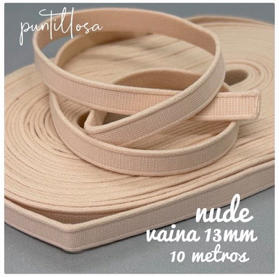 VAINA RECTA 13MM NUDE para lenceria - 10 METROS