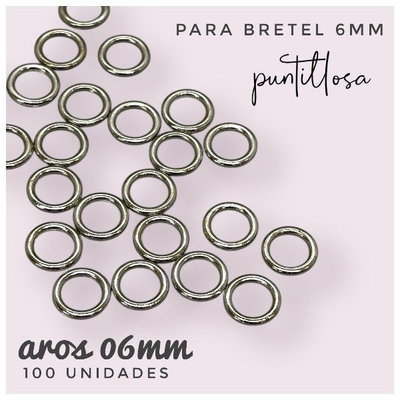 ARO 06MM ZAMAC NIQUEL PARA BRETEL DE CORPIÑO - 100 UNIDADES