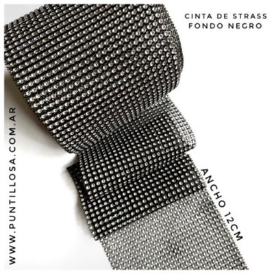 Cinta de strass fondo Negro  - 1 metro