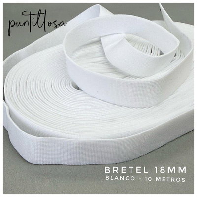 BRETEL 18MM PREMIUM RASADO BLANCO para lenceria - 10 METROS