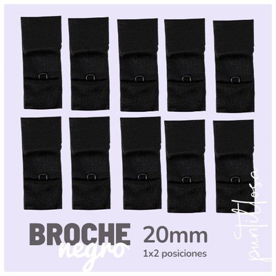 Broche de tela 1x2 posiciones NEGRO - 10 pares