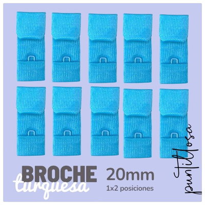 Broche de tela 1x2 posiciones TURQUESA - 10 pares