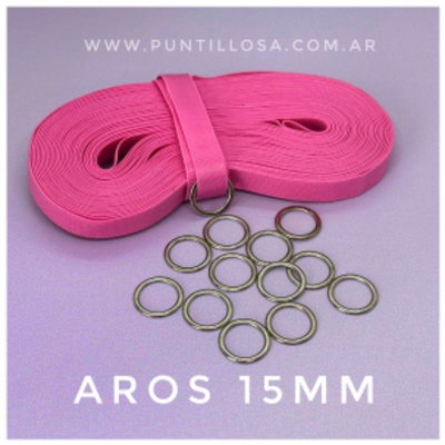 AROS 15MM ZAMAC NIQUEL PARA BRETEL DE CORPIÑO - 50 UNIDADES