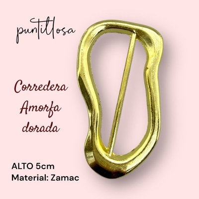 CORREDERA AMORFA ZAMAC DORADO PARA MALLA - 1 UNIDAD