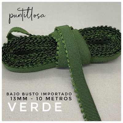 BAJO BUSTO 13MM VERDE para lenceria - 10 METROS