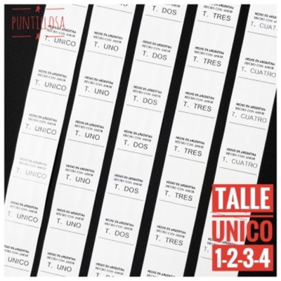 ETIQUETA TALLE DE BOMBACHA - 10 UNIDADES