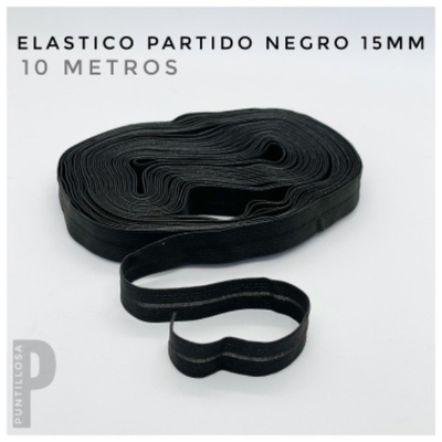 ELASTICO PARTIDO 15MM ZANOTTI PAMPA NEGRO para lenceria - 10 METROS