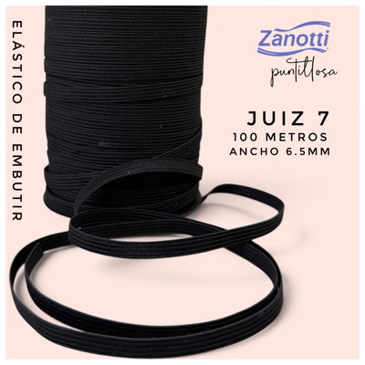 ELASTICO DE EMBUTIR 6.5mm NEGRO 100 Metros - JUIZ ZANOTTI