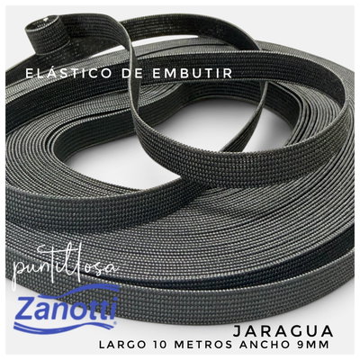 ELASTICO DE EMBUTIR 9mm NEGRO 10 Metros - JARAGUA ZANOTTI