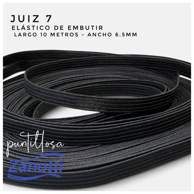 ELASTICO DE EMBUTIR 6.5mm NEGRO 10 Metros - JUIZ ZANOTTI