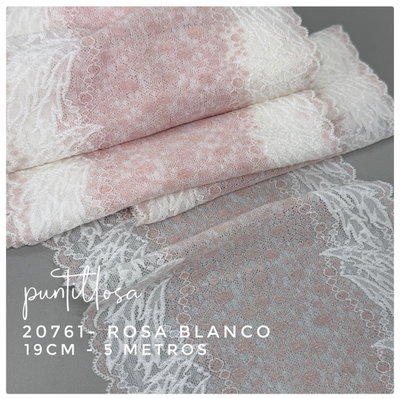 20761 - PUNTILLA ELASTIZADA 19CM PRINT ROSA BRILLO para lenceria - 5 METROS