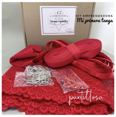 KIT EMPRENDEDORA MI PRIMERA TANGA ROJO - Insumos y molde para tangas regulables