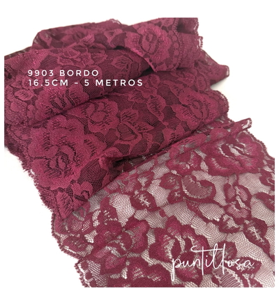 9903- PUNTILLA ELASTIZADA 16.5CM BORDO PARA LENCERIA - 5 METROS