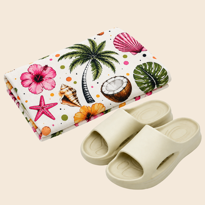 SUMMER MATCH | Set Playero Toallón + MAUI Crema