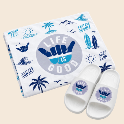 SUMMER MATCH EXCLUSIVE | Set Playero Hombre Toallón + MAUI PRINT Life is Good