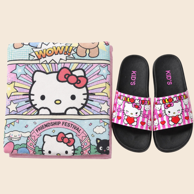 ☀️ Set Playero Toallón + Ojotas a Juego KITTY nena