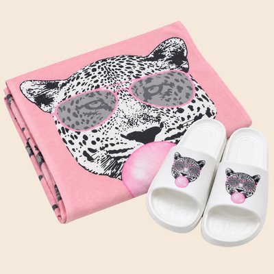 SUMMER MATCH EXCLUSIVE | Set Playero Toallón + MAUI Estampado Leopardo chicle 