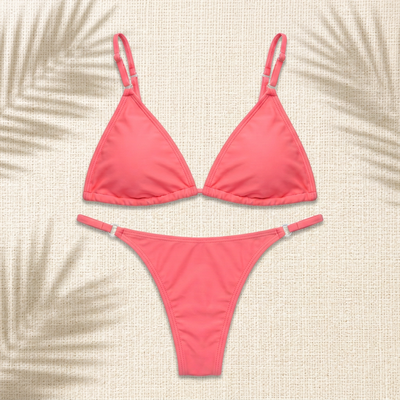 IBIZA | Bikini Triángulo Less Regulable CORAL