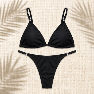 IBIZA | Bikini Triángulo Less Regulable NEGRO