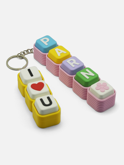 Llavero Clicker Antiestrés Personalizable con Nombre o Palabra 3D