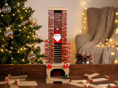 Calendario de Adviento Interactivo Papá Noel – Chimenea Cuenta Regresiva Navideña 3D