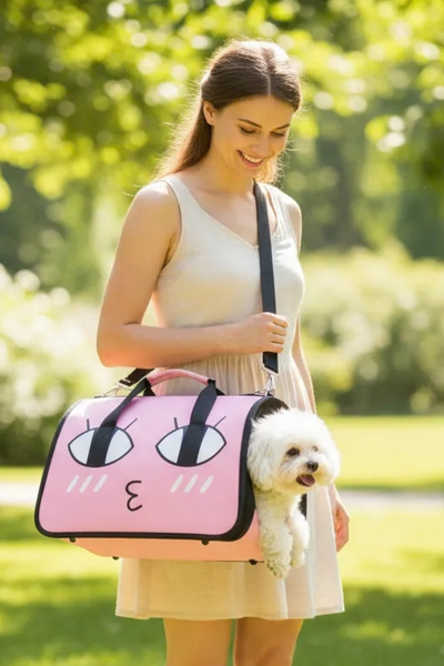Bolso transportador carita rosa