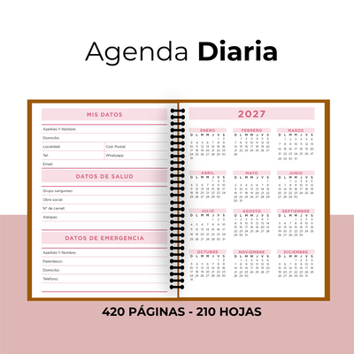AGENDA DIARIA 2027 ROSA - IMPRIMIBLE 
