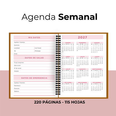 AGENDA SEMANAL 2027 ROSA - IMPRIMIBLE 