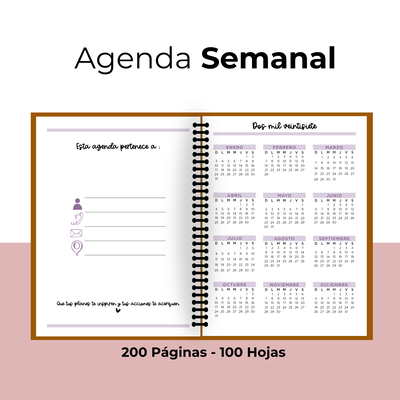 AGENDA SEMANAL HORIZONTAL 2027 - LILA - IMPRIMIBLE 