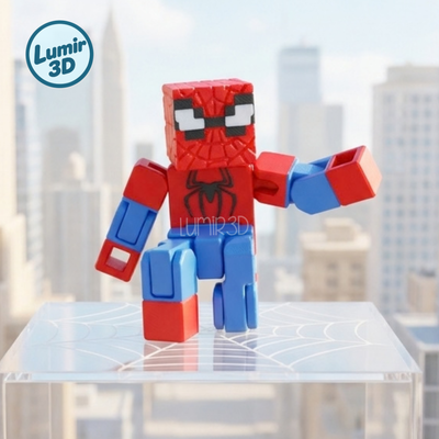 Spiderman Estilo Minecraft Articulado 