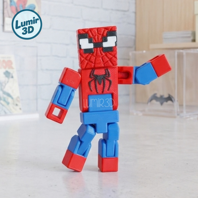 Spiderman Estilo Minecraft Articulado 