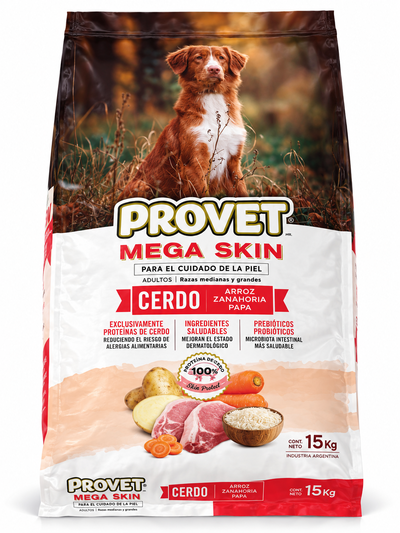 Provet Adultos Mega Skin Cerdo 15kg